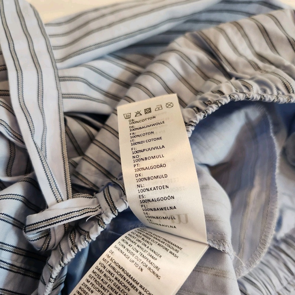 mbyM Irina-M Striped Blue 100% Cotton Wide Leg Casual Lounge Pants XS Coastal - Picture 8 of 9
